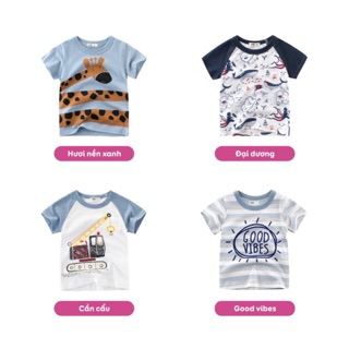 Áo bé trai 27KIDS áo thun tay ngắn cho bé in hình ngộ nghĩnh chất 100% cotton hàng xuất Âu Mỹ