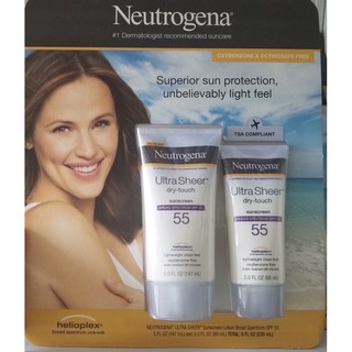 Set 2 Kem Chống Nắng Neutrogena Ultra Sheer 55+  (Tuýp 147ml + 88ml ) của Mỹ