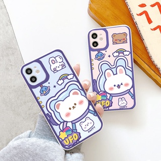 Ốp lưng iphone gấu thợ lặn cạnh vuông  cho iphone 11 7plus 8plus x xsmax 11pro max 12pro 12promax13promax tr1052