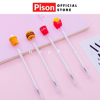 Bút bi nước mực gel hình Đồ ăn nhanh trong suốt Pison, mực đen ngòi kim 0.38mm - PVN2077 - 1 cái