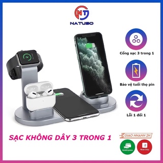Đế Sạc Không Dây 3 Trong 1 Sạc Nhanh Iphone Android Type C Tương Thích Các Dòng Điện Thoại Tai Nghe Bluetooth