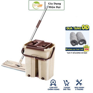 Bộ lau nhà thông minh 360 tự vắt loại cao cấp, thùng 2 ngăn, thiết kế xoay nhẹ tay đã vắt khô (Tặng Bông Lau Thay Thế)