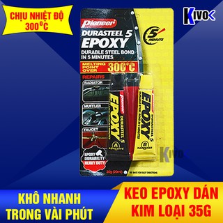Keo Dán AB 2 Thành Phần Kim Loại Đa Năng Chịu Nhiệt Cao Trên 300Độ C Pioneer Durasteel 5 Epoxy 35G- Keo Epoxy ab - Kivo