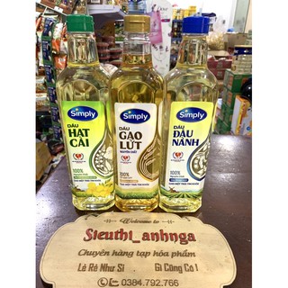 Dầu ăn Simply đậu nành , Hạt cải và Dầu gạo 1 Lít