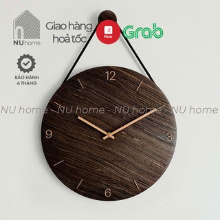 nuhome.vn | Đồng hồ gỗ treo trường phong cách tối giản FREESHIP màu nâu cổ điển đủ phụ kiện móc dây xem ảnh thực tế