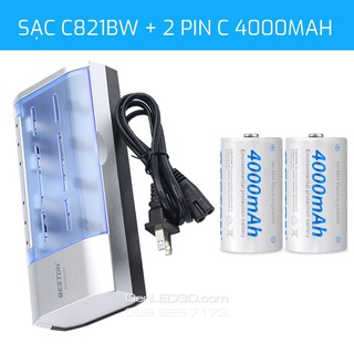 Combo Pin Sạc Beston Cỡ C/D 4000/5000mAh Kèm Sạc C821BW