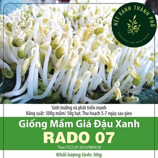 Hạt Giống Mầm Giá Đậu Xanh, Mầm Giá Đỗ 50gr