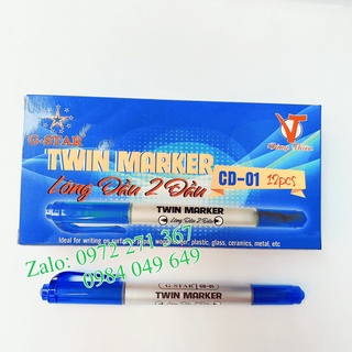 [Mã LIFEBOOK1 giảm 30K đơn 150K] Combo 12 bút lông dầu 2 đầu 0.4mm và 1mm G star - bút dạ kính, bút viết đĩa CD (1 hộp)
