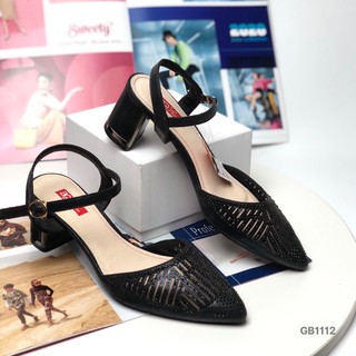 Sandal nữ BQ ❤️FREESHIP❤️ Giày slingback cao gót thời trang nữ BQ quai lưới đính đá  GB1112