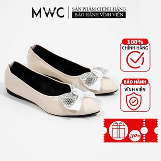 Giày Búp Bê MWC Đế Bệt Đính Nơ Da Nhung Xinh Xắn NUBB-13012