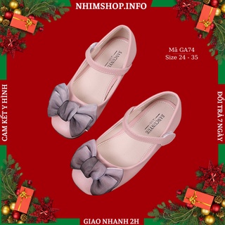 Giày búp bê cho bé gái gắn nơ da cao cấp mang êm màu hồng thời trang hàng nhập phù hợp cho trẻ em học sinh đi học GA74