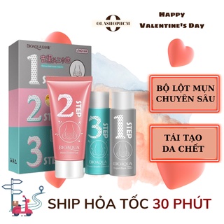 Bộ gel lột mụn đầu đen mũi BIOAQUA set 3 bước nội địa trung không gây kích ứng siêu sạch mụn