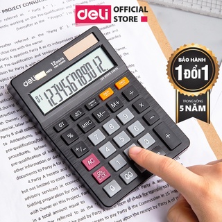 Máy Tính Cầm Tay Để Bàn Deli - Màn Hình LCD Chống Lóa, Pin Mặt Trời - Phù Hợp Cho Kế Toán, Văn Phòng, Học Sinh - EM01320