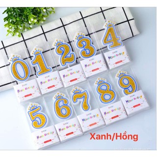 Nến sinh nhật kim tuyến mầu xanh dành cho bé trai ,bé gái . Nến gắn bánh sinh nhật,bánh handmade.