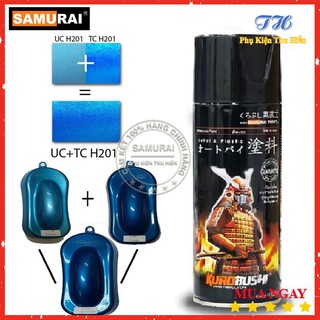 Sơn Xịt Samurai Màu Xanh Sáng Mã UCH201 + TCH201 Hệ Thống Màu 2 Lớp Honda