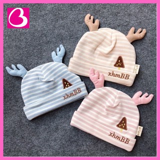 Mũ nón kẻ sọc cotton sừng hươu xinh xắn cho bé