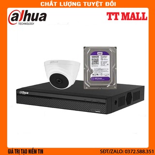 Trọn bộ 1 mắt camera dahua 1080p Kèm ổ cứng 500G lưu trữ + 20m dây liền nguồn đúc sẵn 2 đầu cho mỗi mắt cam . .