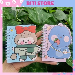 Sổ Lò Xò A7 Dòng Kẻ Ngang Hình Hoạt Hình Khủng Long, Cô Gái Dễ Thương BiTi Store LX753