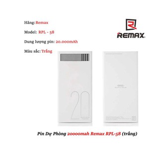 Pin Sạc Dự Phòng Dung Lượng Khủng Remax RPL-58 20000mAh