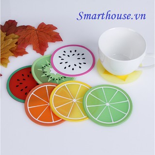 Miếng lót cốc silicon hình hoa quả tươi mát (8cm)