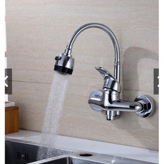(GIÁ XƯỞNG)Vòi rửa bát nóng lạnh gắn tường mạ đồng