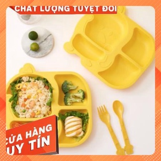 [ Tặng Thìa và Dĩa] Khay Ăn Dặm Lúa Mạch Hình Gà Siêu Ngỗ Nghĩnh Đáng Yêu Cho Bé