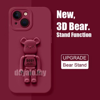 Ốp Điện Thoại Dẻo Họa Tiết Hoạt Hình Chú Gấu 3D Kèm Giá Đỡ Cho Samsung S20 S21 Plus Note 20 Ultra J7 2015