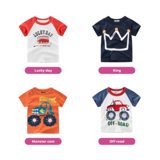 Áo bé trai 27KIDS áo thun tay ngắn cho bé chất vải 100% cotton hàng xuất Âu Mỹ