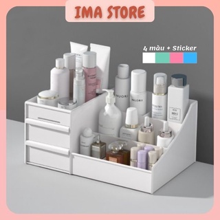 Kệ đựng mỹ phẩm mini 2 ngăn kéo IMA Store decor phòng - Kệ đựng đồ trang điểm để bàn đẹp giá rẻ nhiều ô son cao cấp