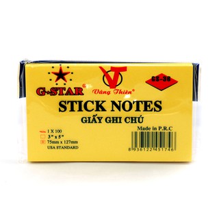 [Mã LIFEBOOK2 giảm 10% đơn 0Đ] Xấp 100 tờ Giấy Note, giấy ghi chú Vàng G-Star 3x5