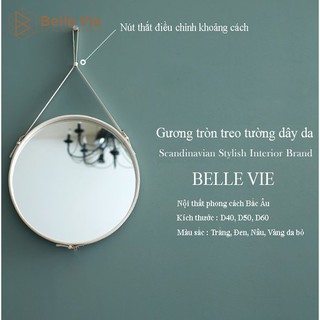 Gương Tròn Treo Tường Decor Dây Da Simili Cao Cấp BelleVie Đường Kính 40cm , 50Cm , 60Cm  Mirror Decor