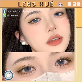 Lens BLUE - xanh biển tone hàn quốc 0 ĐỘ giãn vừa ( Shynnie Lens ) - mẫu mới màu xanh dương dễ mang giãn vừa ạ