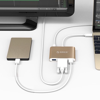 [ORICO] Hub Chuyển Type-C Sang VGA/Type-C/USB3.0-A*3 RCV3A Tương Thích Mac/Windows/Linux
