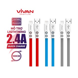 Cáp Sạc Lightning VIVAN CTL100 Nhựa Dẹt 1m - BẢO HÀNH 1 ĐỔI 1 CHÍNH HÃNG