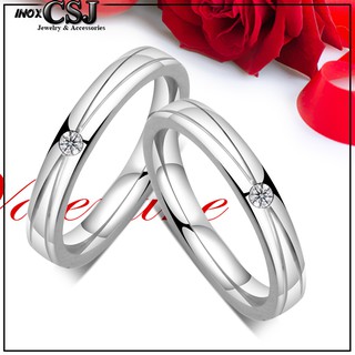 02 chiếc NHẪN CẶP ĐÔI TÌNH NHÂN INOX SỌC CHÉO NC062 - đẹp ,không đen - tặng hộp đựng xinh xắn