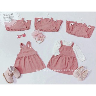 Váy yếm nhung hồng (ko kèm bodysuit) HM H&amp;M _hàng chính hãng Anh