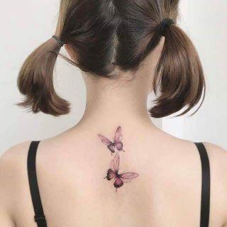 Hình xăm bướm tím. Xăm dán tatoo mini tạm thời, size <10x6cm