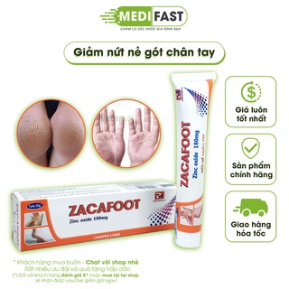 Kem dưỡng ẩm gót chân tay từ Kẽm Oxyd Zacafoot tuýp 20g, giảm nứt nẻ ,tinh chất nghệ Nano Curcumin, vaseline và mật ong