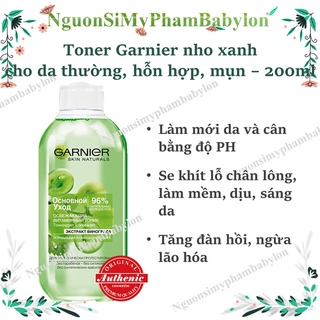 Nước hoa hồng Garnier - Toner Garnier hoa hồng, Nho Xanh (mẫu mới nhất date mới nhất, chai trong)