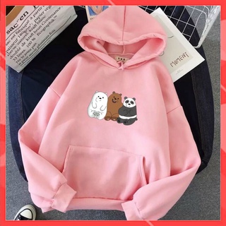 Áo Hoodie Nữ form rộng Cotton Nỉ da cá (Kèm hình thật chất áo có Logo Thương hiệu) 3 chú Gấu BABY BEAR