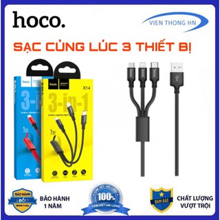 Dây sạc 3 đầu lightning micro usb type c hoco x14 x26 x47 - cáp sạc nhanh 3 in 1 bọc dù - vienthonghn