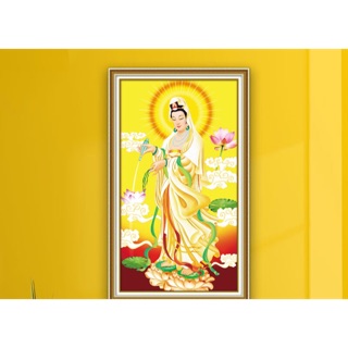 Tranh đính đá Phật Quan Âm 1422 (45x75) chưa đính