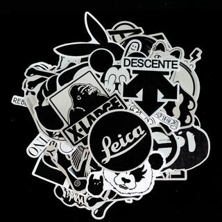 Sticker trắng đen metal M2 chống nước lâu phai trang trí laptop, mũ bảo hiểm, đàn, guitar, ukelele, macbook, điện thoại