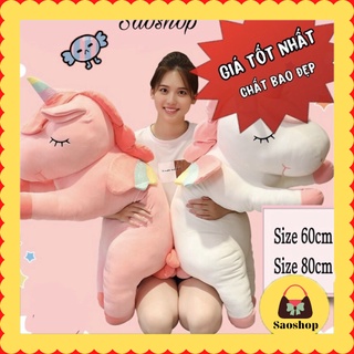 Gối ôm gấu bông kỳ lân size 60cm, 80cm hàng cao cấp