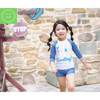 Bộ bơi đồ bơi bé gái họa dài tay denim chống nắng nhanh khô dễ thương, năng động thể thao