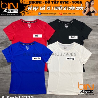Aó Tập Gym Nữ, Aó Thun Phủ Bụng Tập Yoga Gym Aerobic Thể Thao Bin Sports A143