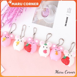 Móc khóa chuột nhỏ ôm hoa quả rau củ đáng yêu