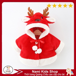 [172:D12] Áo khoác lông tuần lộc cho bé gái hàng Quảng Châu mặc noel ấm áp cho bé