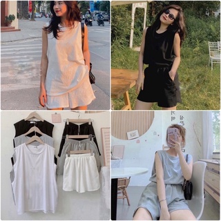 Sét áo tanktop + quần đùi trơn HARI0621