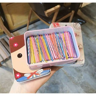 Hộp 100 Ghim Tóc Nhiều Màu